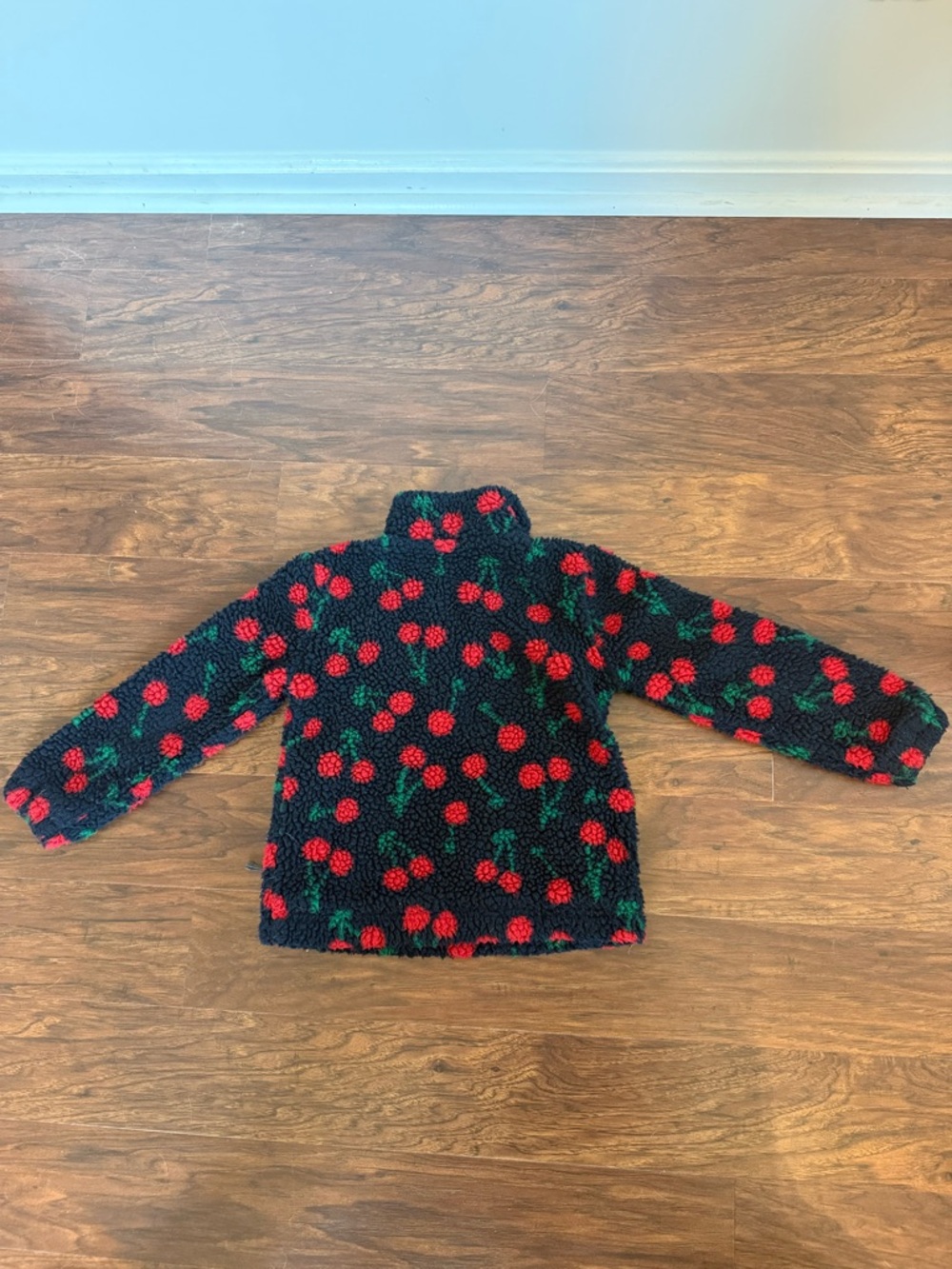 J Crew Crewcuts‎ • Cherry Fleece Sherpa Quarter Zip Pullover Size 6/7 Navy Red - Picture 5 of 8